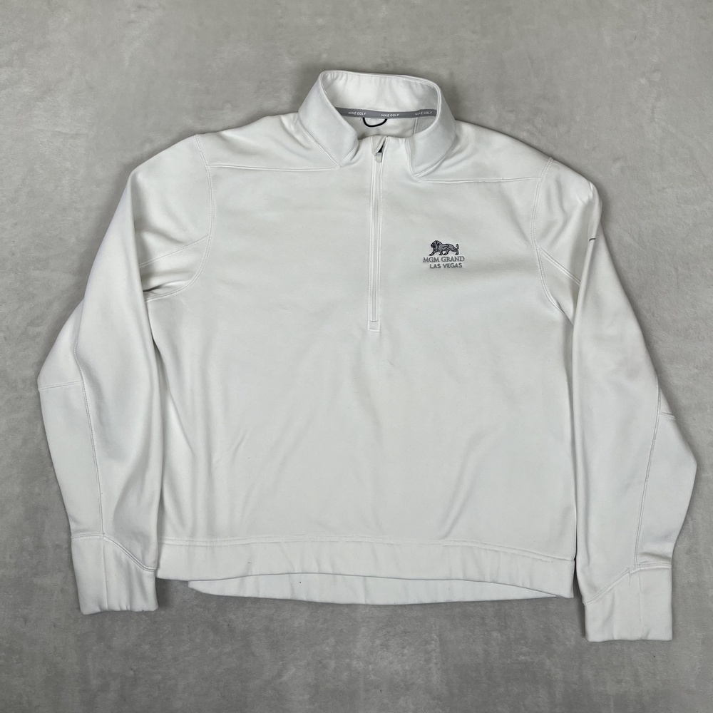 Nike Golf MGM Grand Pullover Womens Large White 1/4 Zip Fleece Las Vegas Casino